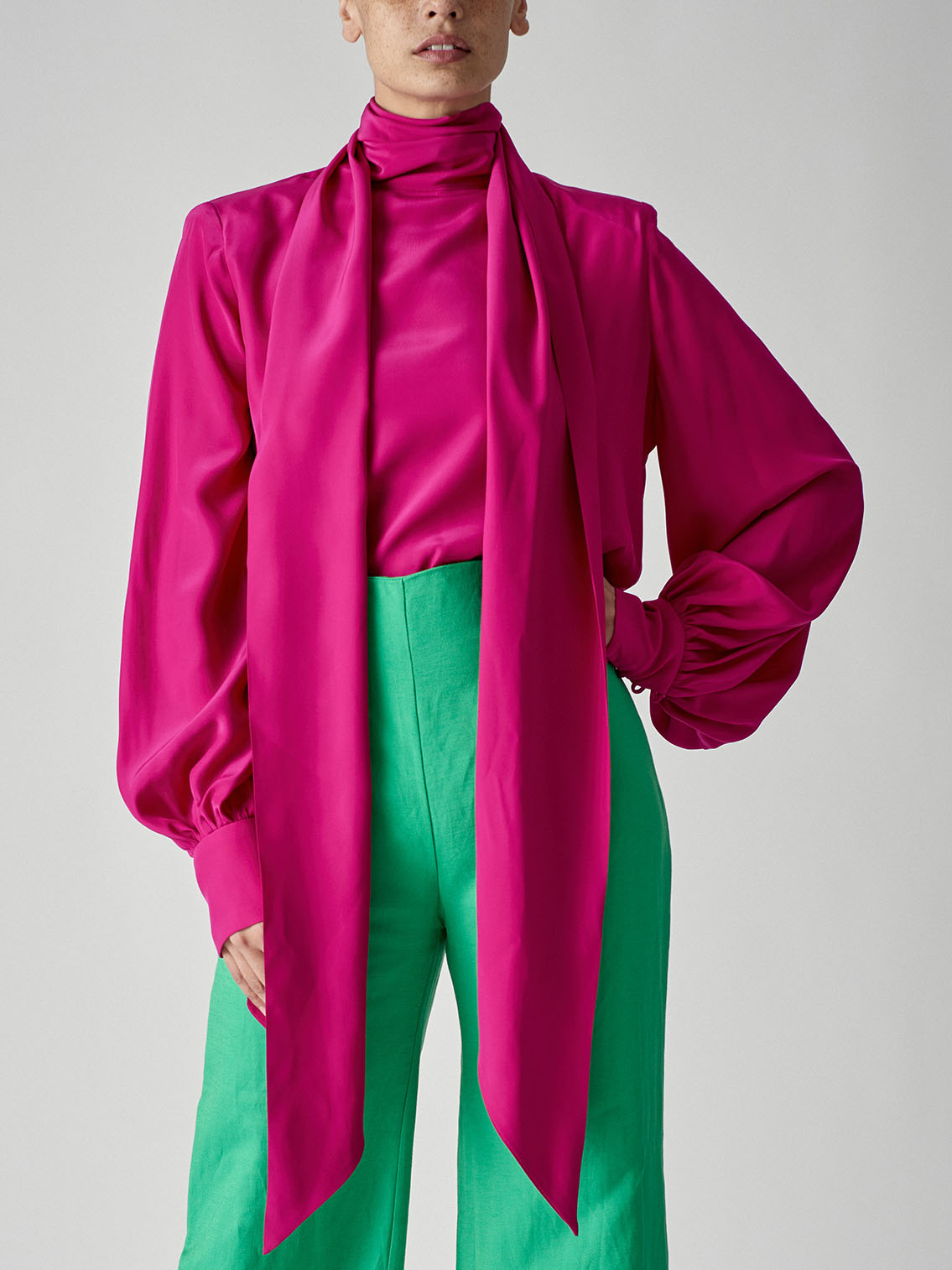 Look 4 - Pussy Bow Satin Blouse